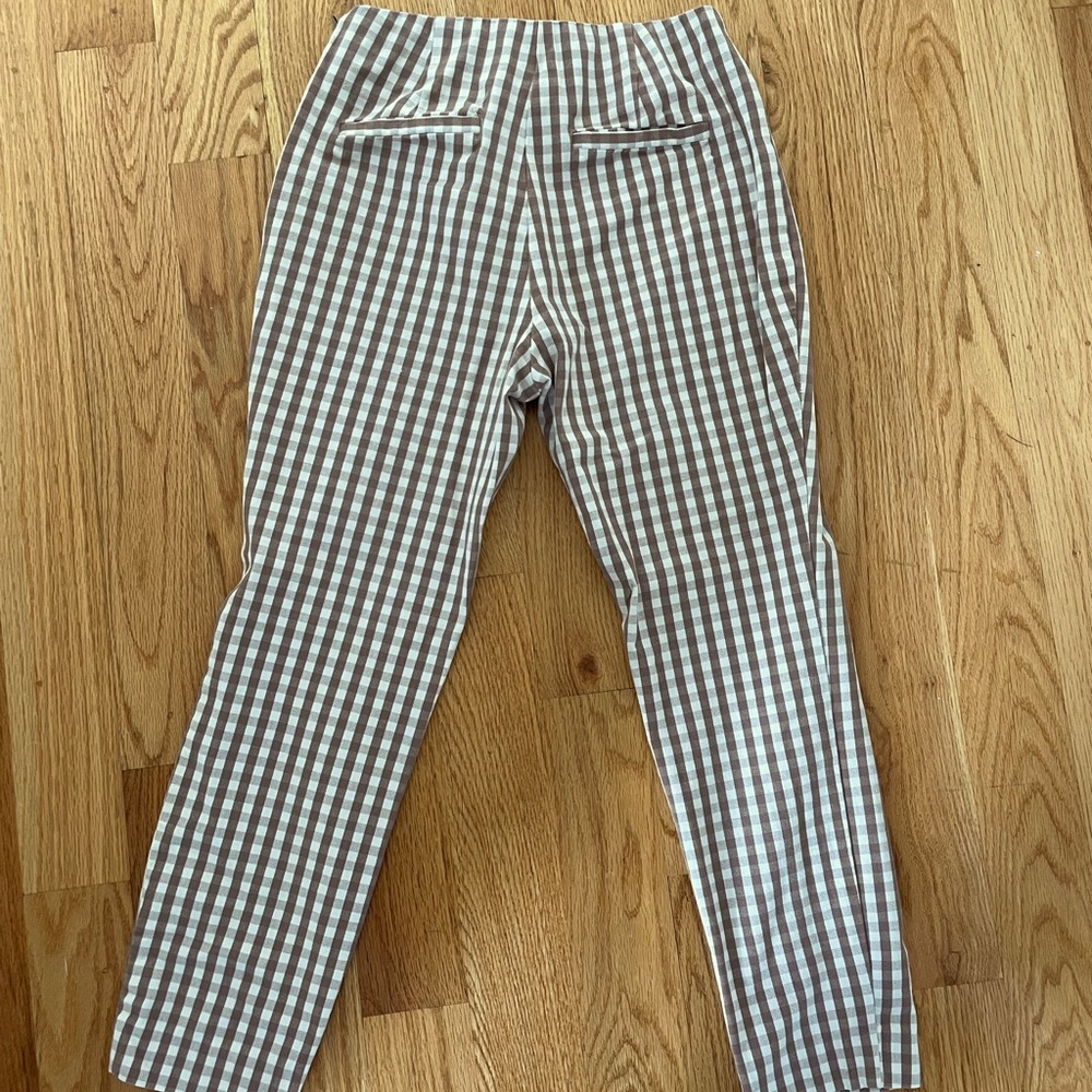 Brown Checked Skinny Work Pant, Size 8